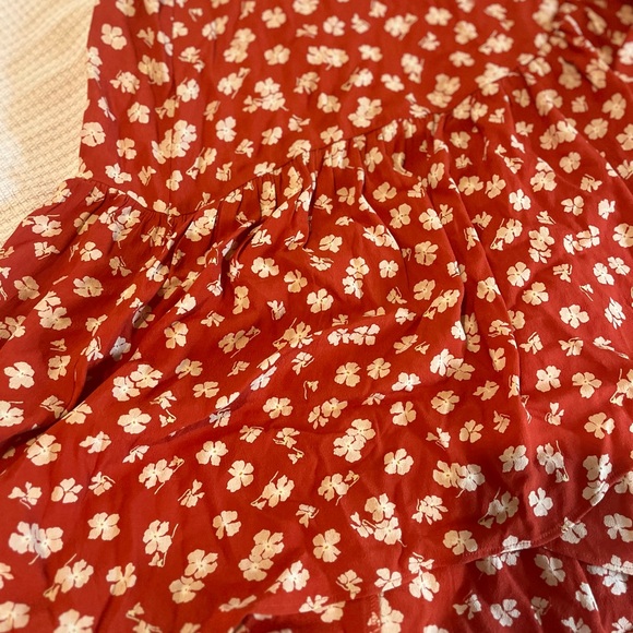 Madewell Happy Hibiscus Ruffle Faux Wrap Midi Skirt, Size 6 - Picture 6 of 12